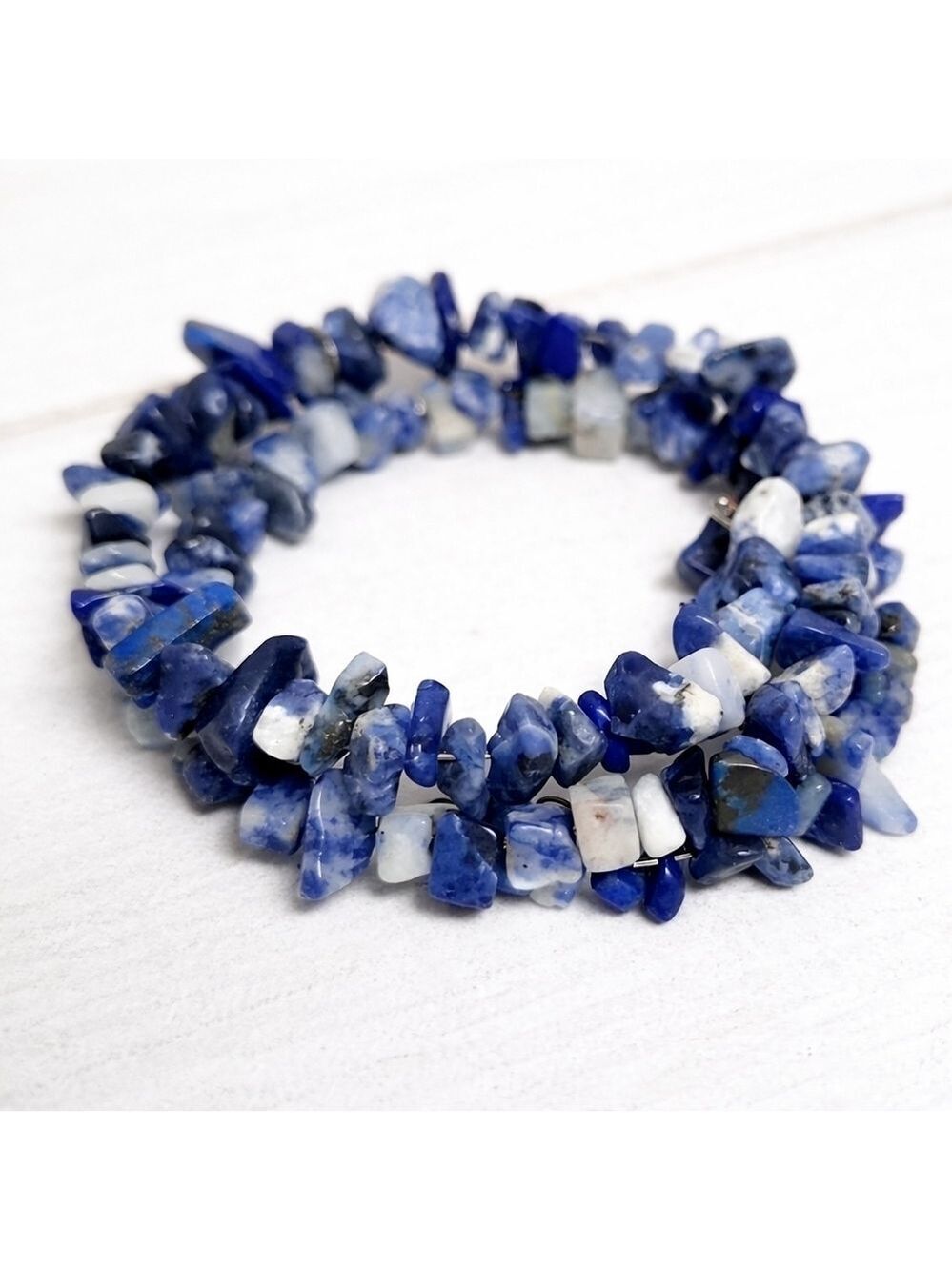 Sodalite Coil Wrap Beaded Bracelet Handmade - New